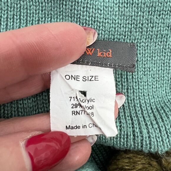 J. Crew Kid Wool Blend Chunky Scarf Pom Pom Hand Knit Seafoam Green 62 In 7.5 In - Picture 4 of 10